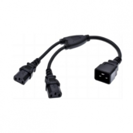 C14 Male to C13 Female Splitter, PDU Style - C14 to 2x C13, 10A, 250V, 18AWG. 6 ft. Black